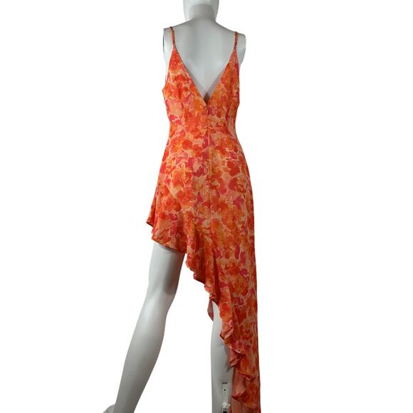 Lovers And Friends 'Lilo' Orange Polyester Asymmetrical Maxi Dress Size S - Picture 3 of 4